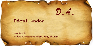 Décsi Andor névjegykártya